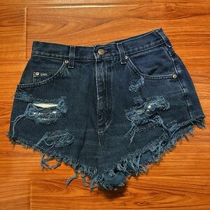 Vintage Lee blue Jean denim distressed high rise shorts